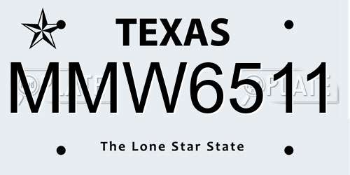 MMW6511 Texas License Plate