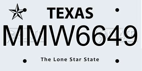 MMW6649 Texas License Plate