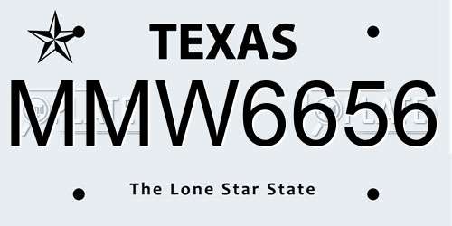 MMW6656 Texas License Plate