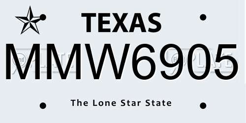 MMW6905 Texas License Plate