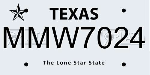 MMW7024 Texas License Plate