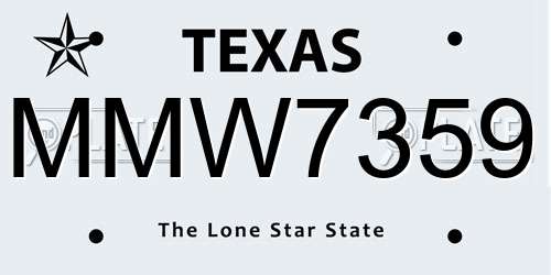MMW7359 Texas License Plate