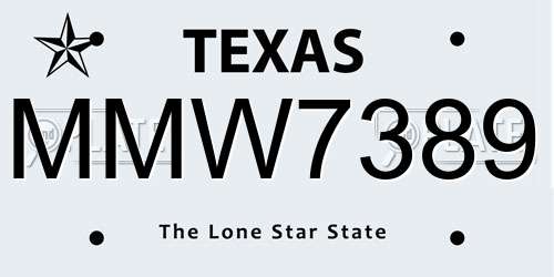 MMW7389 Texas License Plate