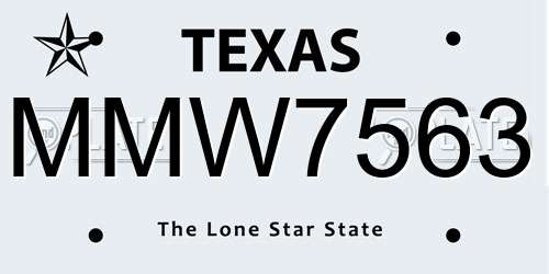 MMW7563 Texas License Plate