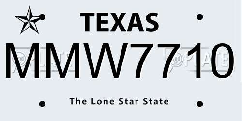 MMW7710 Texas License Plate