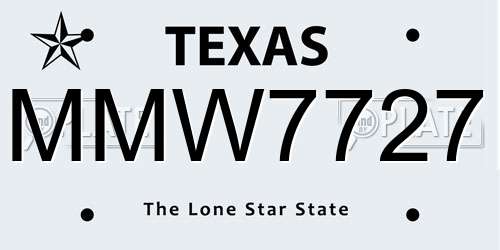 MMW7727 Texas License Plate