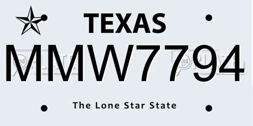 MMW7794 Texas License Plate