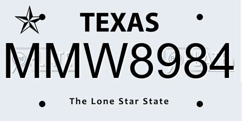 MMW8984 Texas License Plate