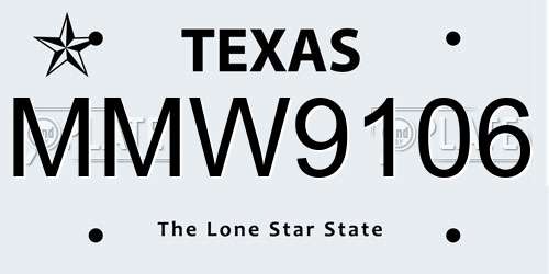MMW9106 Texas License Plate