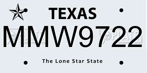 MMW9722 Texas License Plate