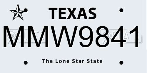 MMW9841 Texas License Plate