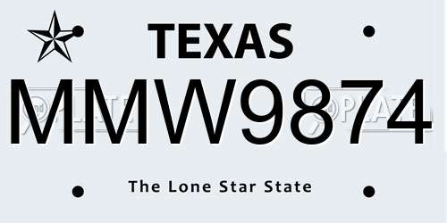 MMW9874 Texas License Plate