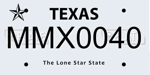 MMX0040 Texas License Plate