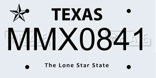 MMX0841 Texas License Plate