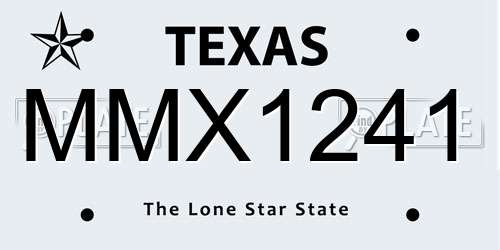 MMX1241 Texas License Plate