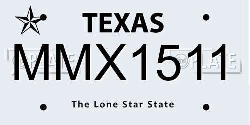 MMX1511 Texas License Plate