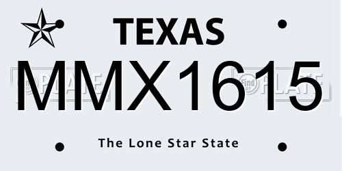 MMX1615 Texas License Plate