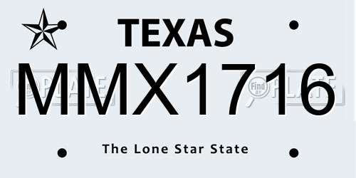 MMX1716 Texas License Plate