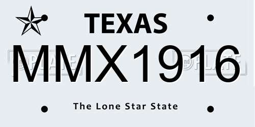MMX1916 Texas License Plate