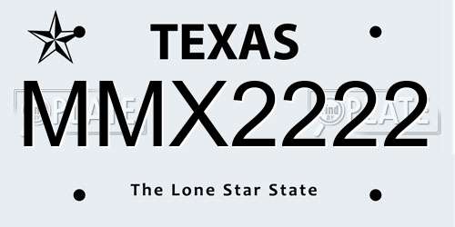 MMX2222 Texas License Plate