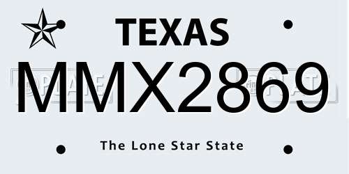 MMX2869 Texas License Plate