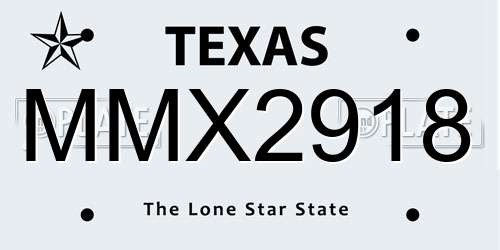 MMX2918 Texas License Plate