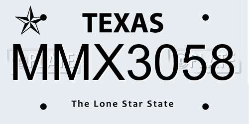 MMX3058 Texas License Plate