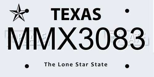 MMX3083 Texas License Plate