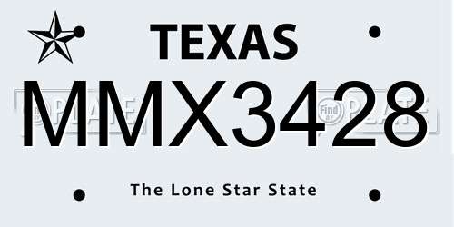MMX3428 Texas License Plate