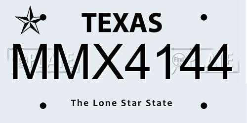 MMX4144 Texas License Plate