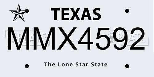 MMX4592 Texas License Plate