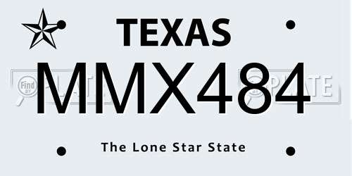 MMX484 Texas License Plate