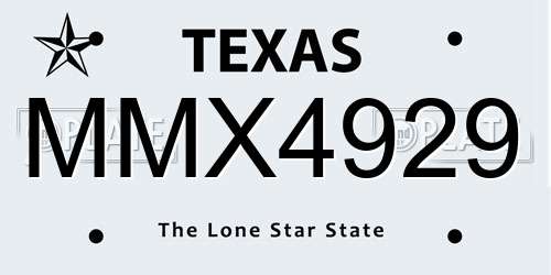 MMX4929 Texas License Plate