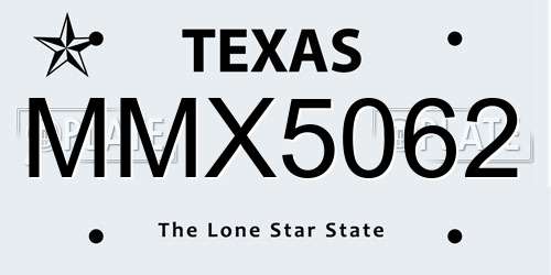 MMX5062 Texas License Plate