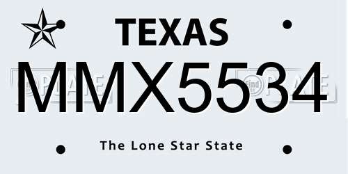 MMX5534 Texas License Plate