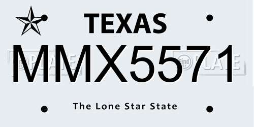 MMX5571 Texas License Plate