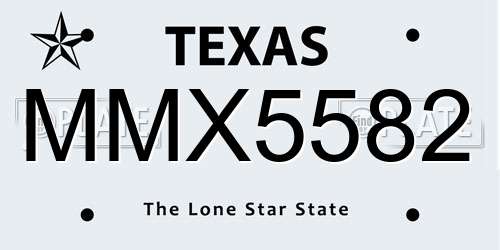MMX5582 Texas License Plate