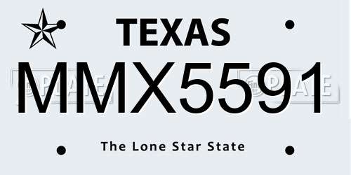 MMX5591 Texas License Plate