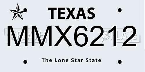 MMX6212 Texas License Plate