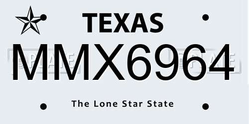 MMX6964 Texas License Plate