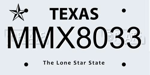 MMX8033 Texas License Plate