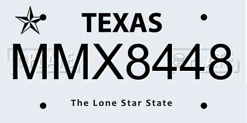 MMX8448 Texas License Plate