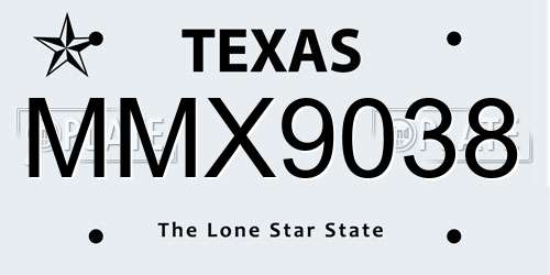 MMX9038 Texas License Plate