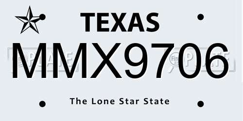 MMX9706 Texas License Plate
