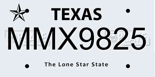MMX9825 Texas License Plate