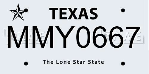 MMY0667 Texas License Plate