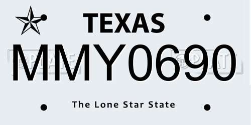 MMY0690 Texas License Plate