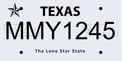 MMY1245 Texas License Plate