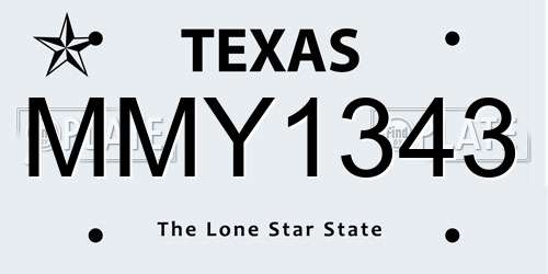 MMY1343 Texas License Plate