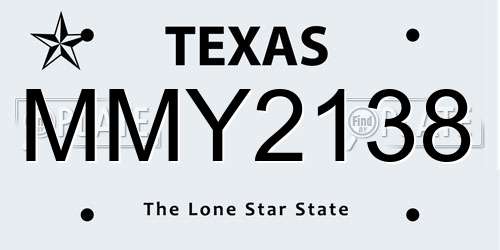 MMY2138 Texas License Plate